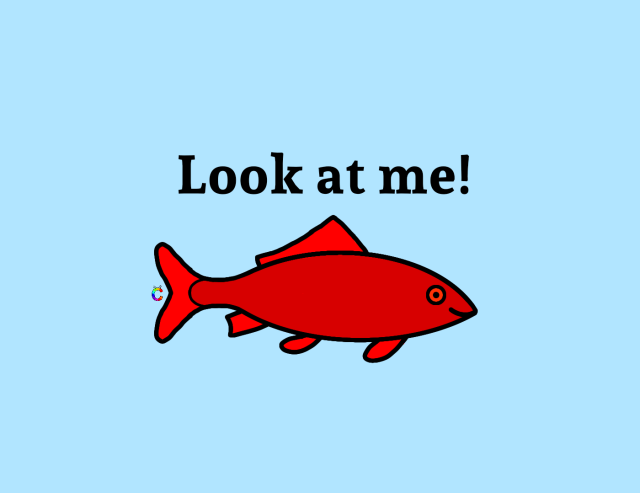 Cartoon drawing of a red herring with the caption, 